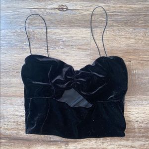 Velvet spaghetti strap crop top